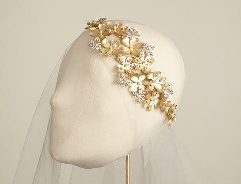 Double Crystal Garden <br>Band Matte Gold Crystal: Alternate View #1